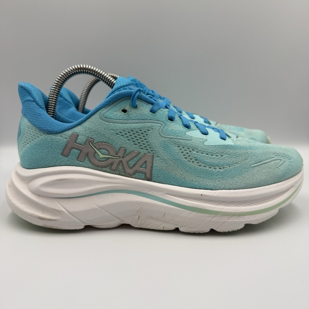 Hoka One One Clifton 10 Women's Size 8.5 Blue White Running Shoes Sneakers